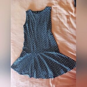 Flower Print Black Mini Dress Size M